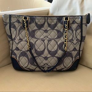 Coach Poppy Quilted Signature C Denim Chain Tote